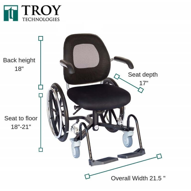 FLUX 360 wheelchair with footrests, push bar, and hand rings accessories