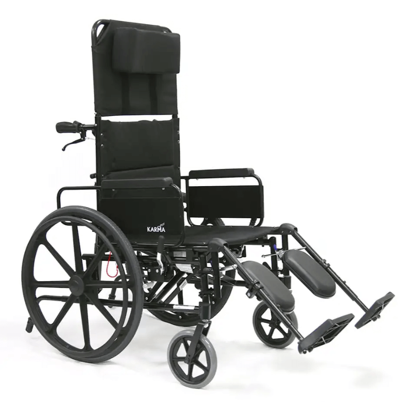 Karman KM5000 Lightweight Reclining Transport Wheelchair with Removable Desk Armrest