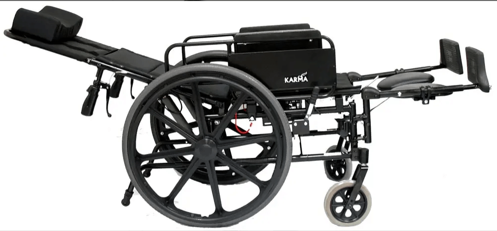 Karman KM5000 Lightweight Reclining Transport Wheelchair with Removable Desk Armrest