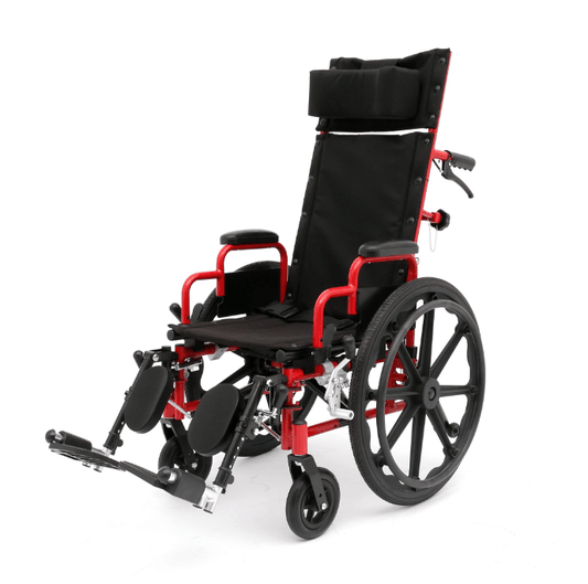 Ziggo Pro Reclining Mobility Pediatric Wheelchair, Red, 14"