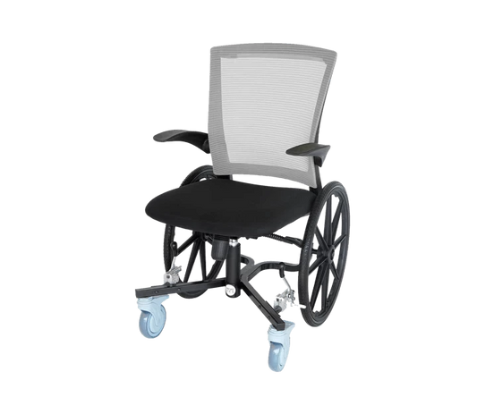 Flux Dart lightweight wheelchair with breathable fabric and modern design, front view