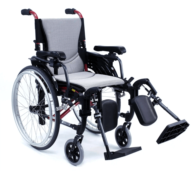 Karman S-Ergo 305 Ultra Lightweight Wheelchair - front oblique view with elevated footrest