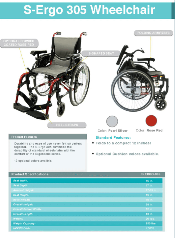 Karman S-Ergo 305 Ultra Lightweight Wheelchair