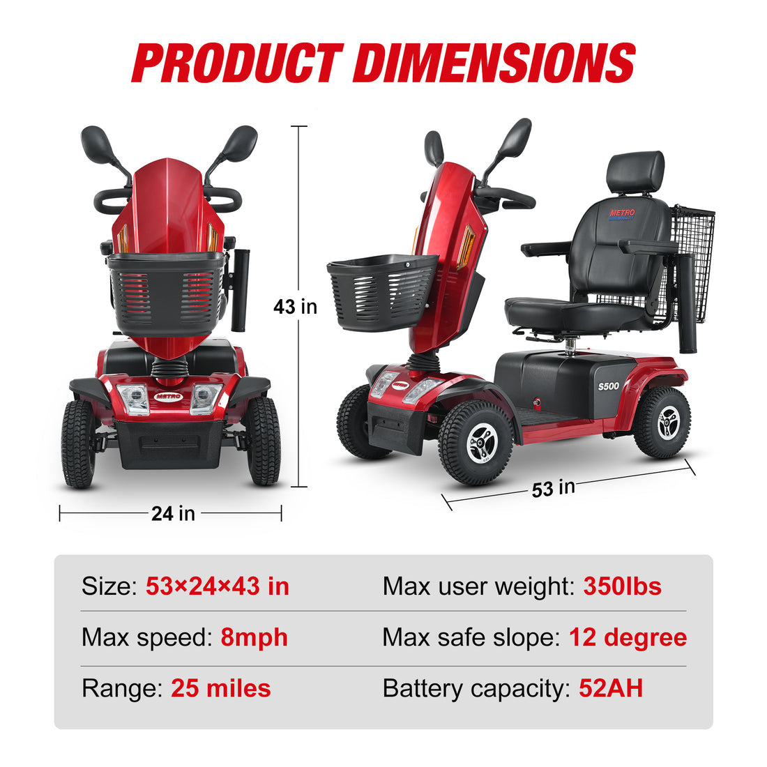 Metro Mobility S500 Heavy Duty Mobility Scooter