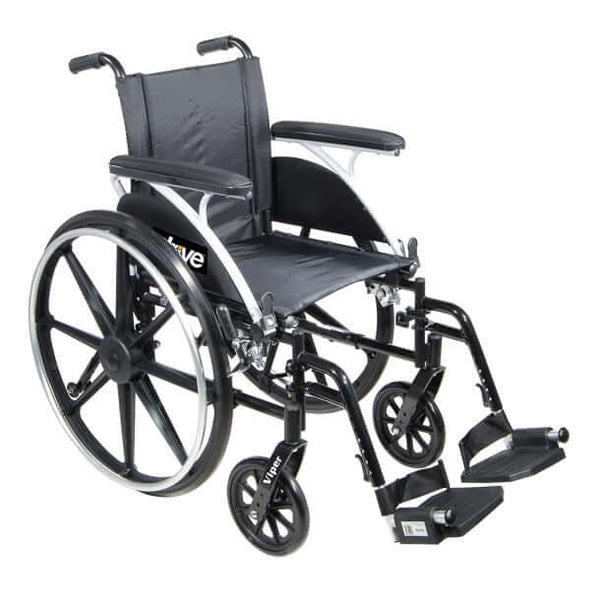 Drive Medical Viper Plus Lightweight Reclining Wheelchair w Leg rest and  Flip Back Desk Arms 14 Seat Black